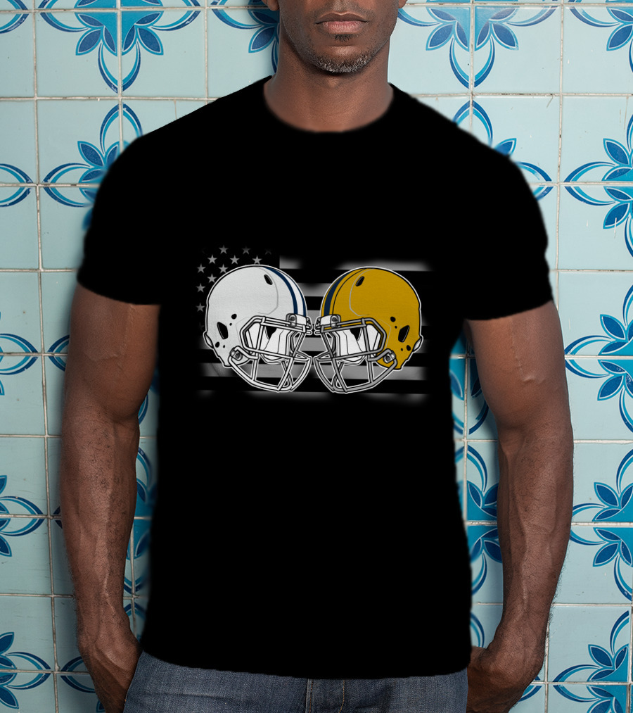 American Flag Football Helmets Cow Iris T-Shirt