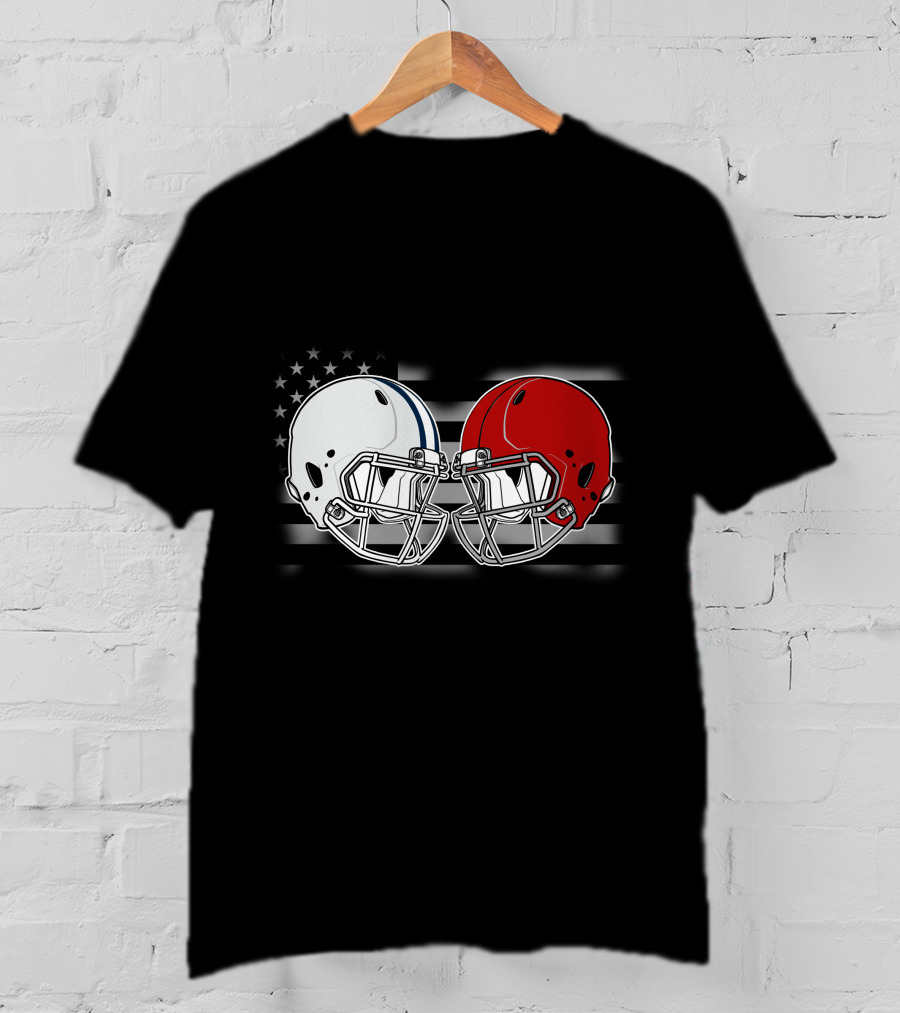 American Flag Football Helmets Clash T-Shirt