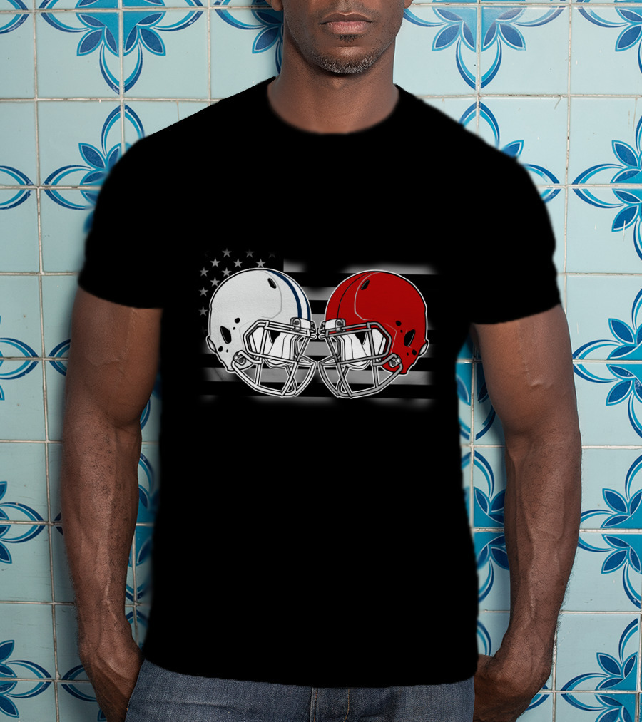 American Flag Football Helmets Clash T-Shirt