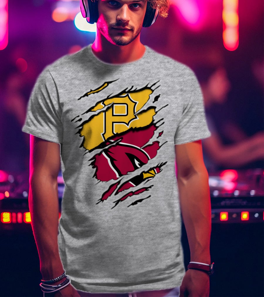 Cardinals Pirates Logos Ripped T-Shirt