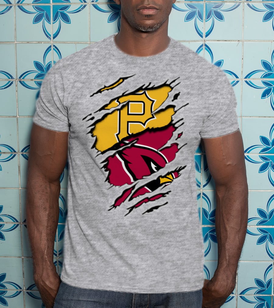 Cardinals Pirates Logos Ripped T-Shirt