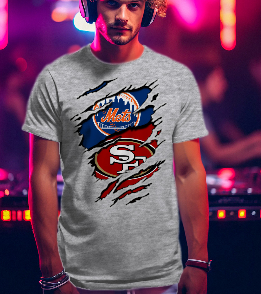 49ers Sf And Mets Skyline Logos Combo T-Shirt
