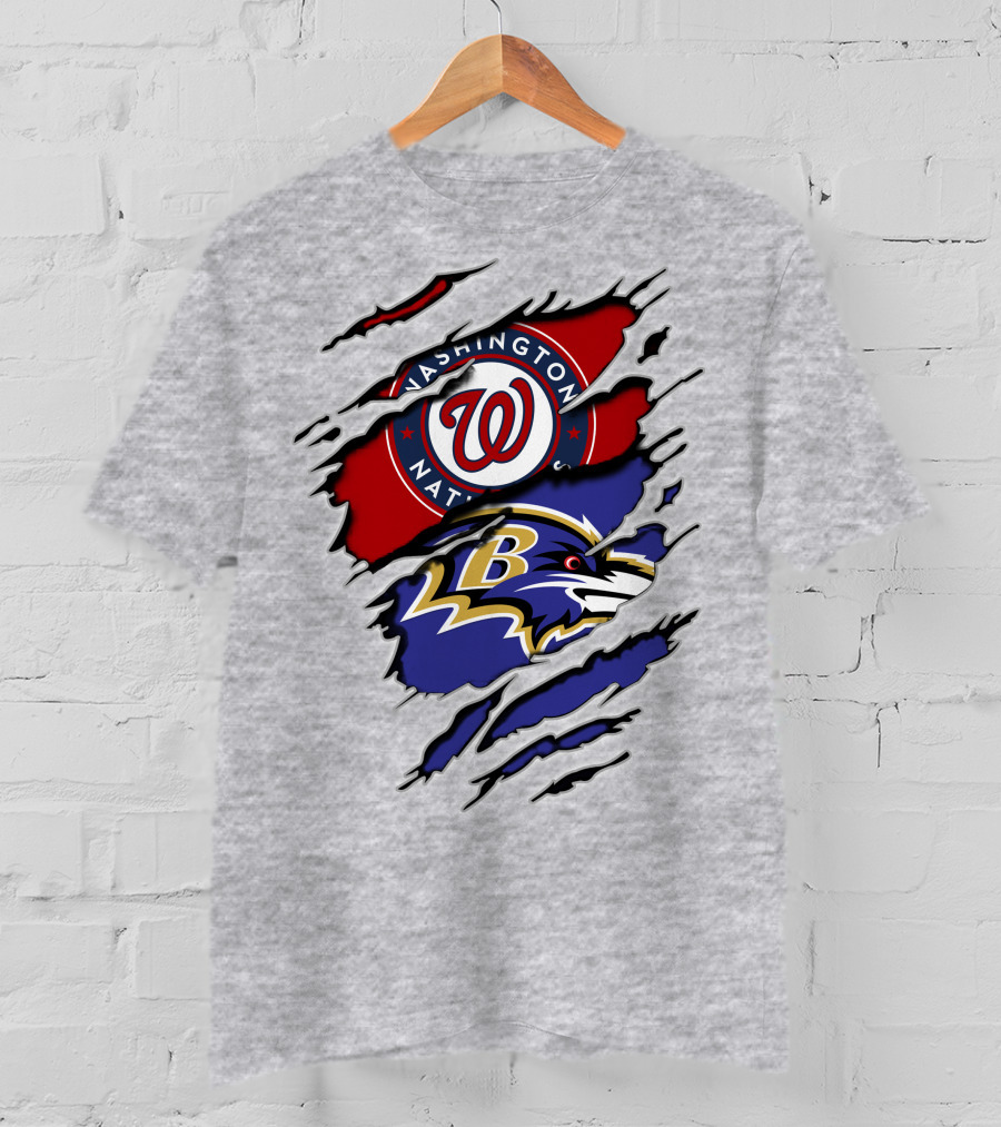 Washington Nationals Baltimore Ravens Logos T-Shirt