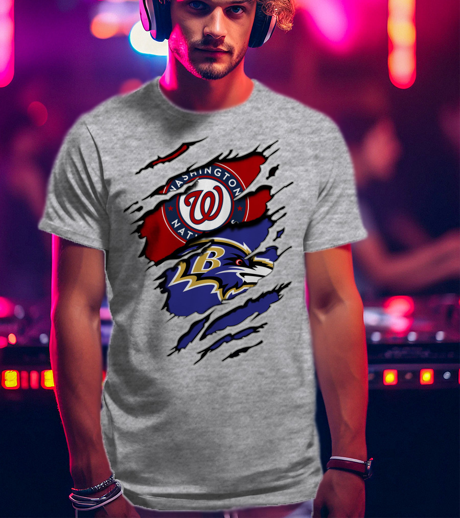Washington Nationals Baltimore Ravens Logos T-Shirt