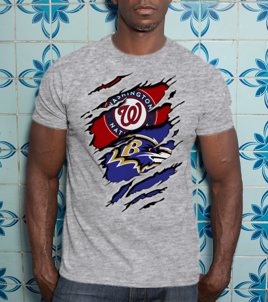Washington Nationals Baltimore Ravens Logos T-Shirt