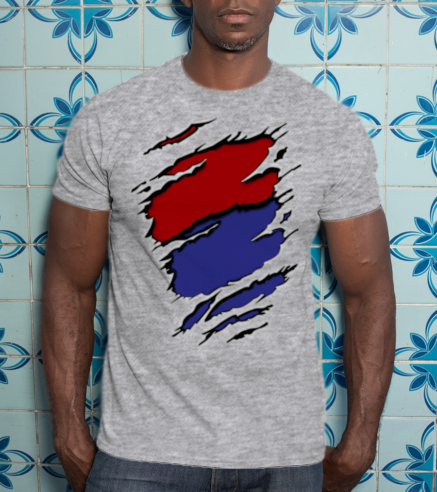 Batimore Washington Team Colors Red Blue Claw Marks T-Shirt