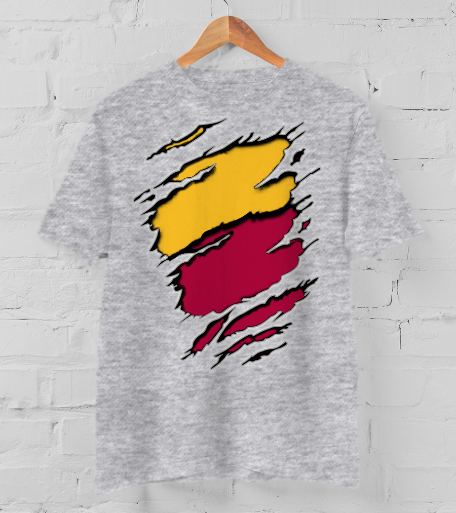 Cardinals Pirates Ripped Claw Marks Emblem Red Yellow Contrast T-Shirt