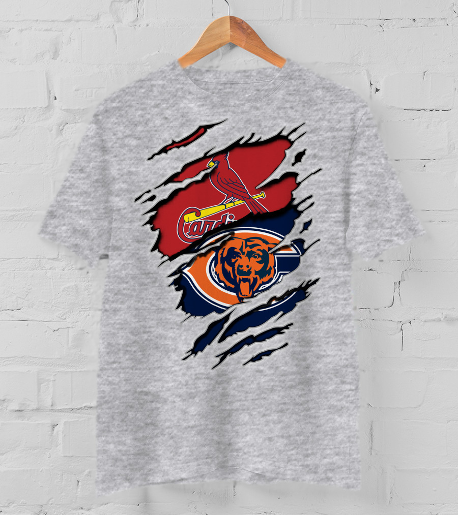 Chicago Bears St. Louis Cardinals Claw Logos T-Shirt
