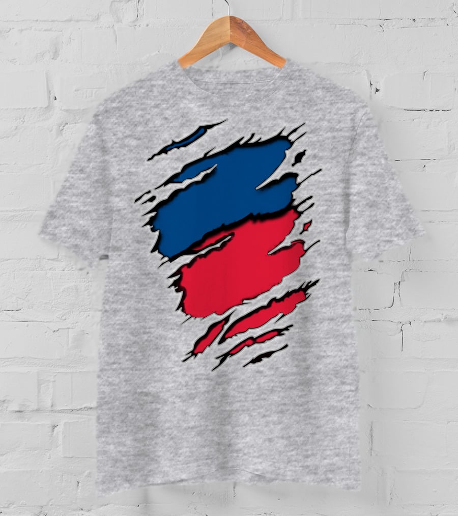 Chi Ro Red And Blue Torn T-Shirt
