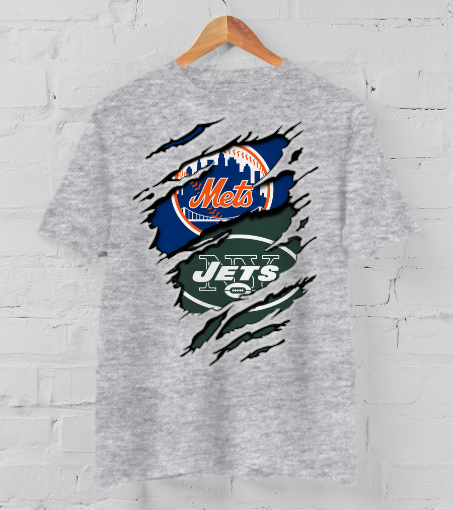New York Mets Jets Crossover Logo T-Shirt