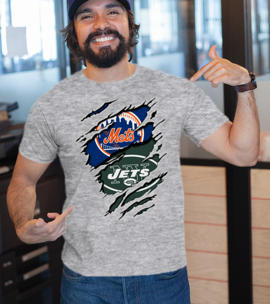 New York Mets Jets Crossover Logo T-Shirt