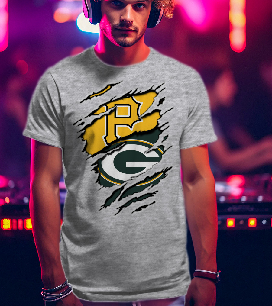 Pirates And Packers Dual Logo Mashup T-Shirt