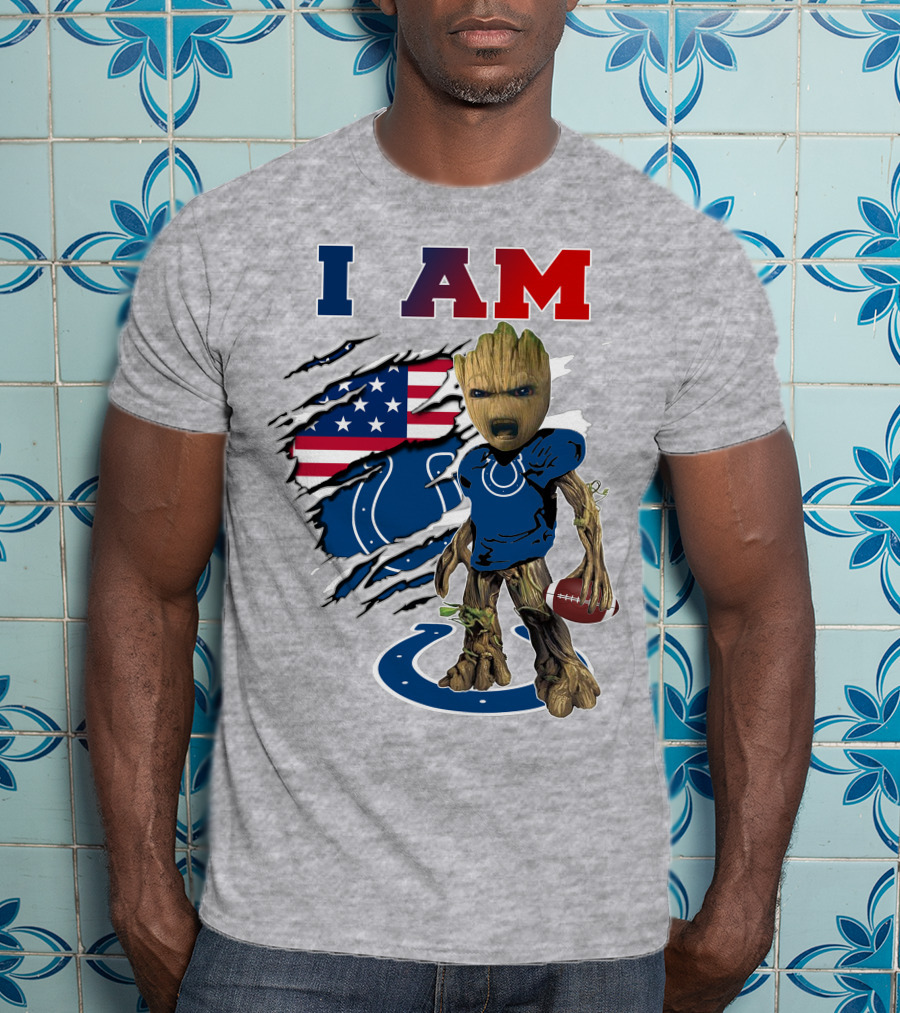 I Am Groot Colts Football American Flag T-Shirt