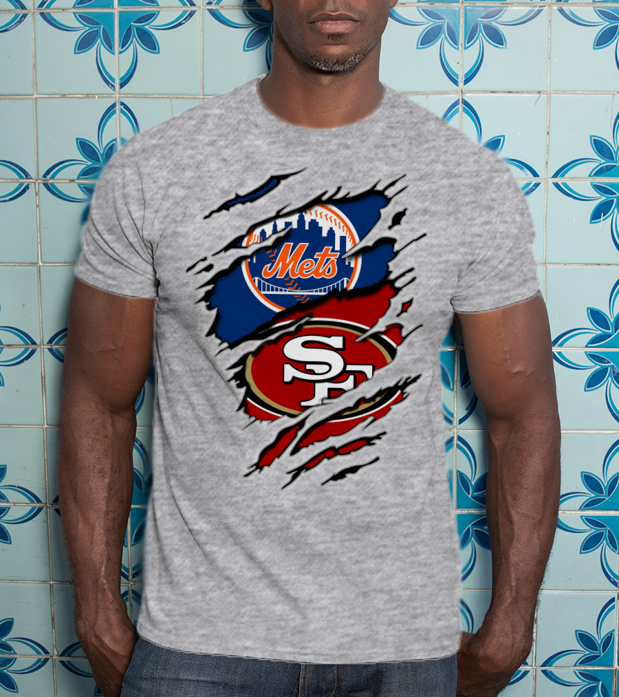 49ers Sf New York Mets Football Baseball Logos T-Shirt
