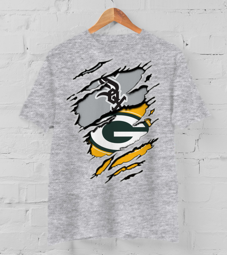 Packers White Sox Black And Green Rip Claw Marks T-Shirt
