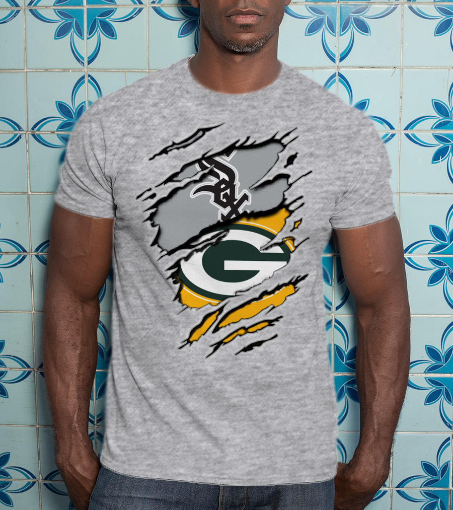 Packers White Sox Black And Green Rip Claw Marks T-Shirt