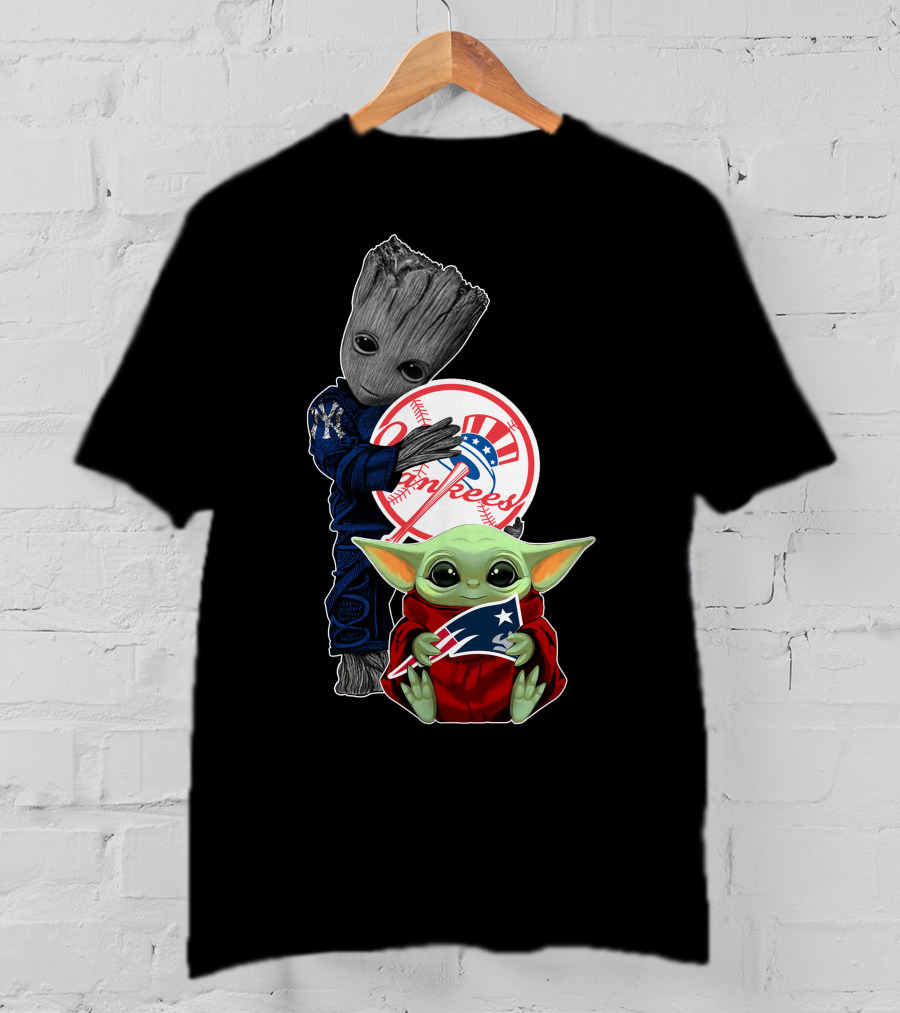 Yankees Groot Baby Yoda Patriots T-Shirt
