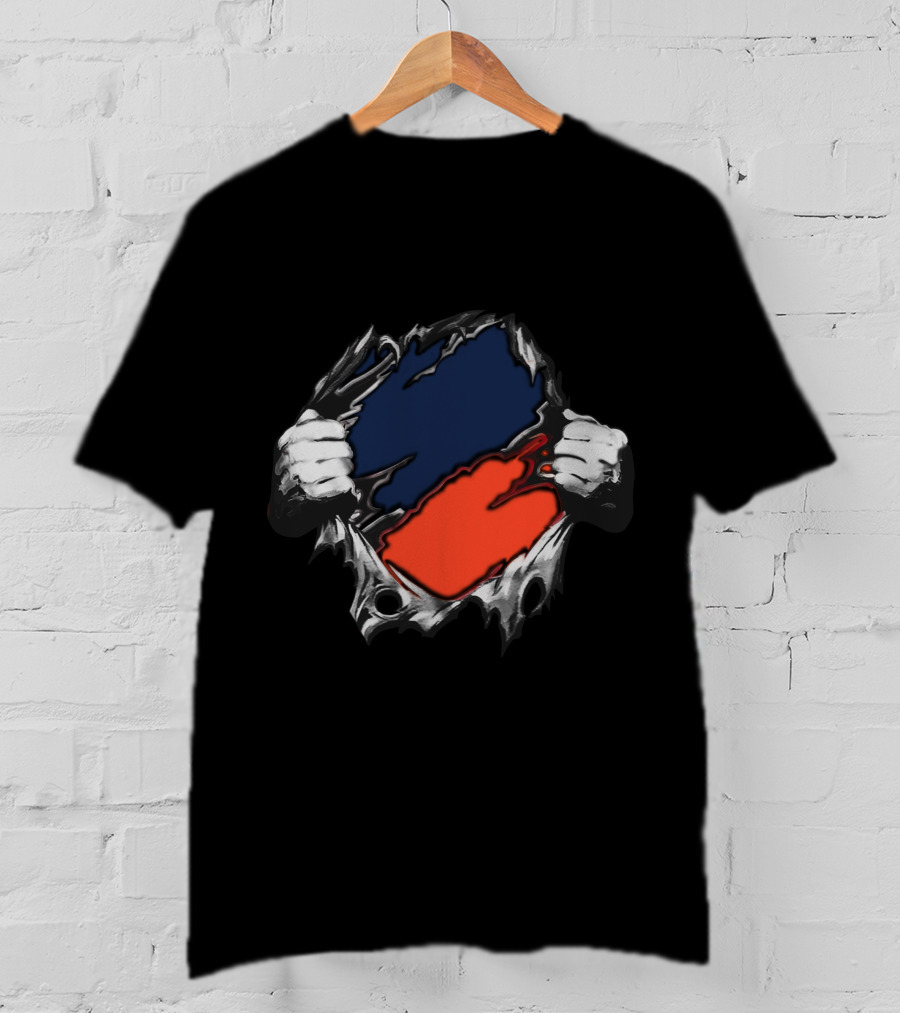 Bro Yan Blue Orange Ripped T-Shirt