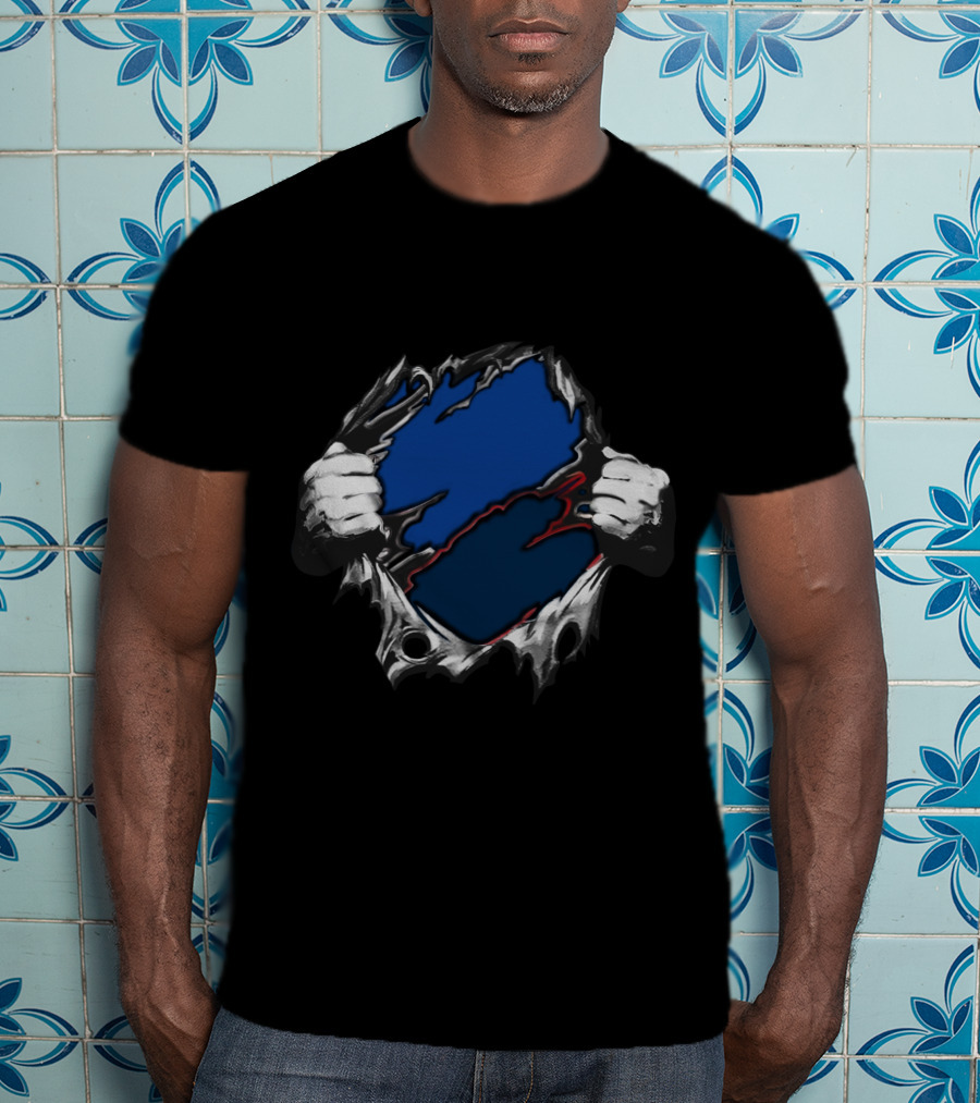 Co LA Ripped Hands Blue And Red T-Shirt