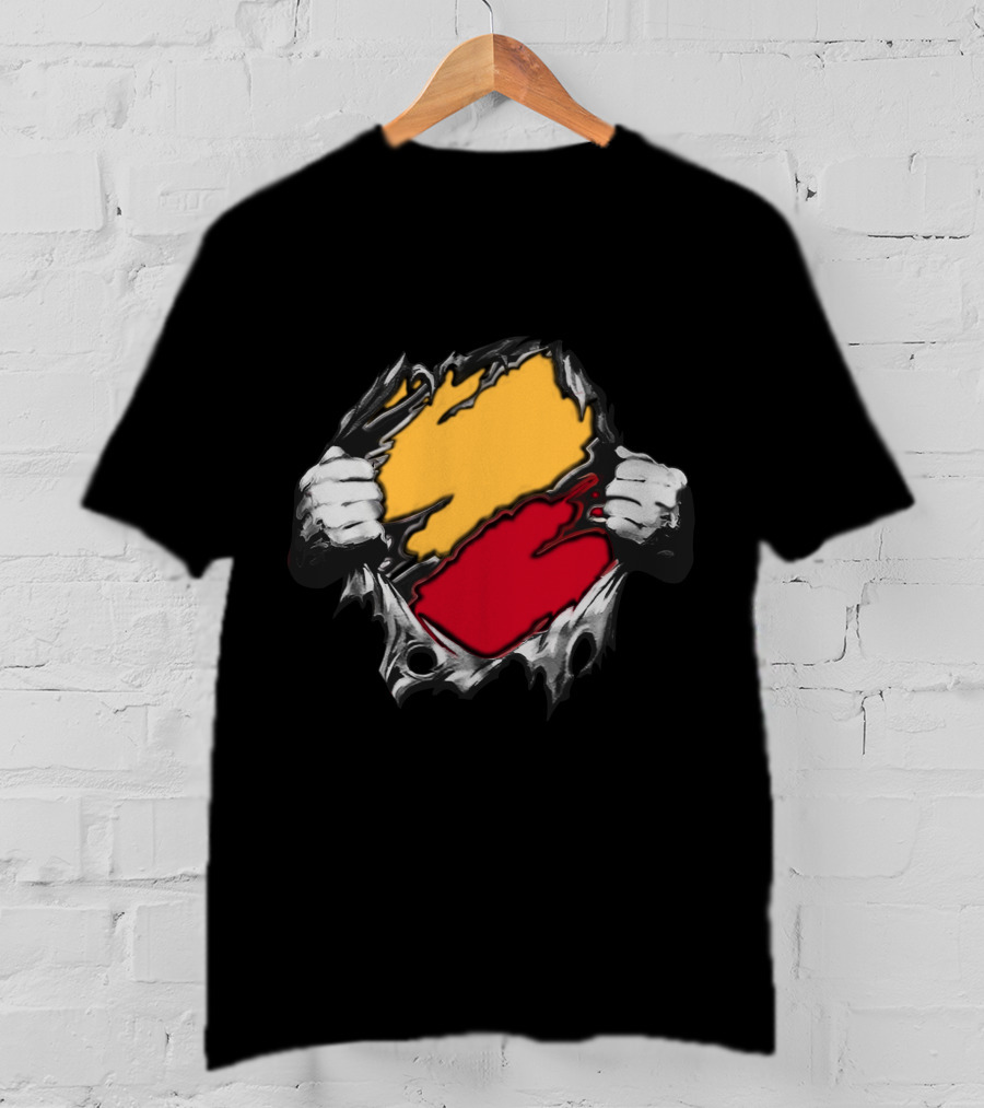 As Bold Tearaway Design In Red And Gold T-Shirt