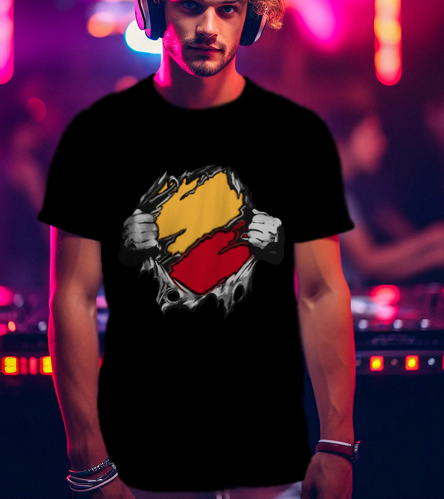 As Bold Tearaway Design In Red And Gold T-Shirt