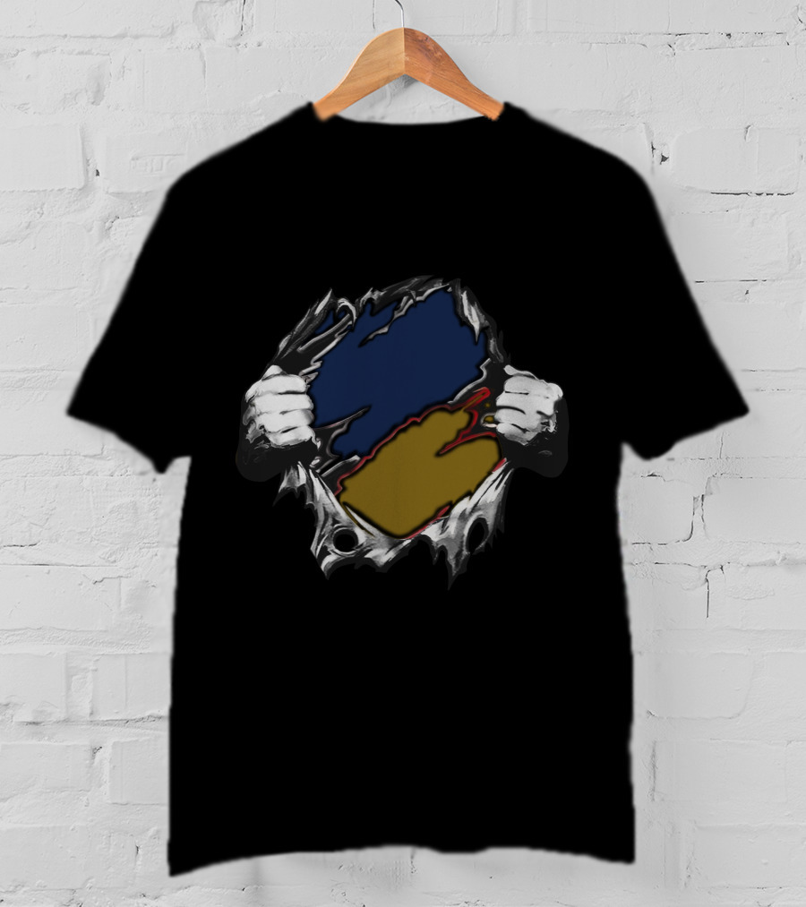 Sa Yan Blue And Gold Ripped T-Shirt