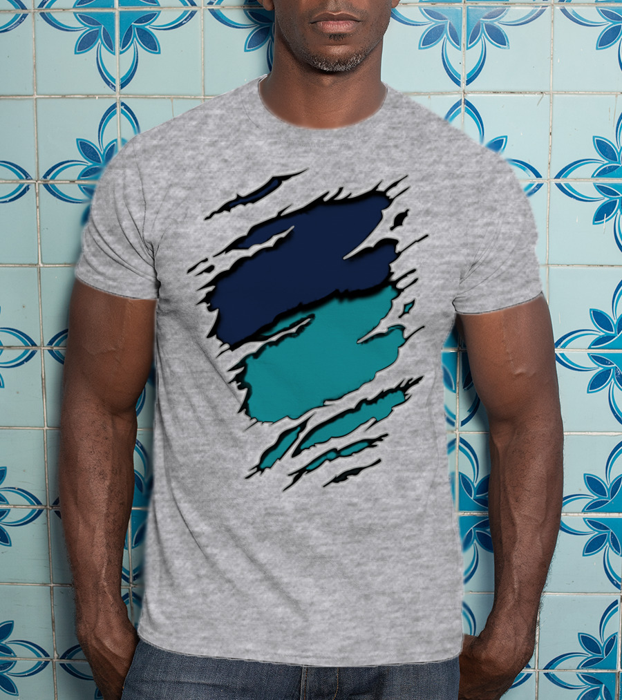 7Do Ya Ripped Claw Marks Midnight Teal T-Shirt