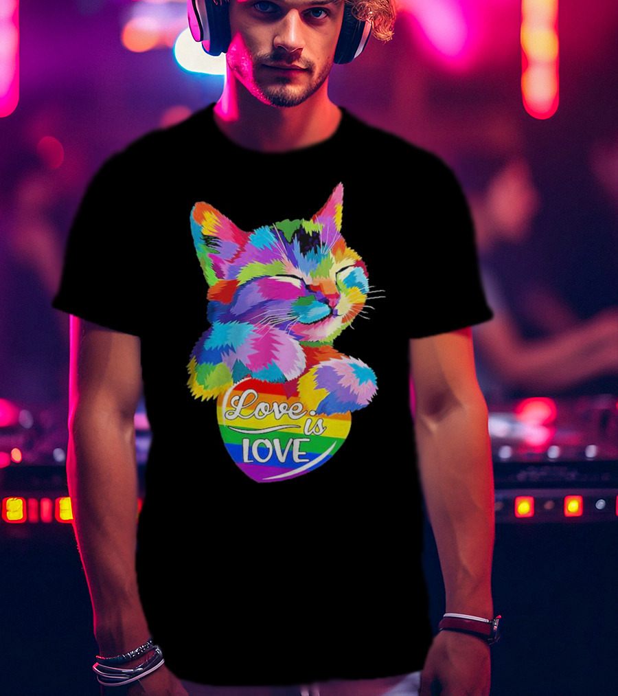 Love Is Love Rainbow Cat T-Shirt