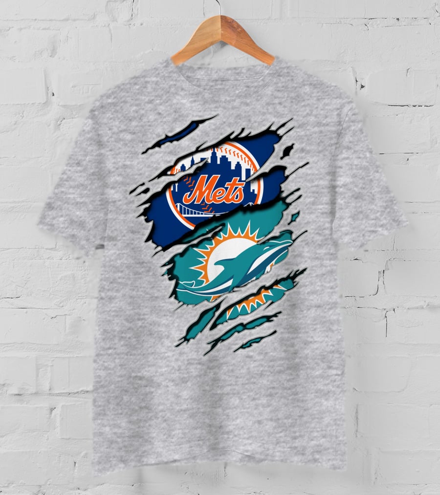 Mets Dolphins Crossover Sports Fan T-Shirt