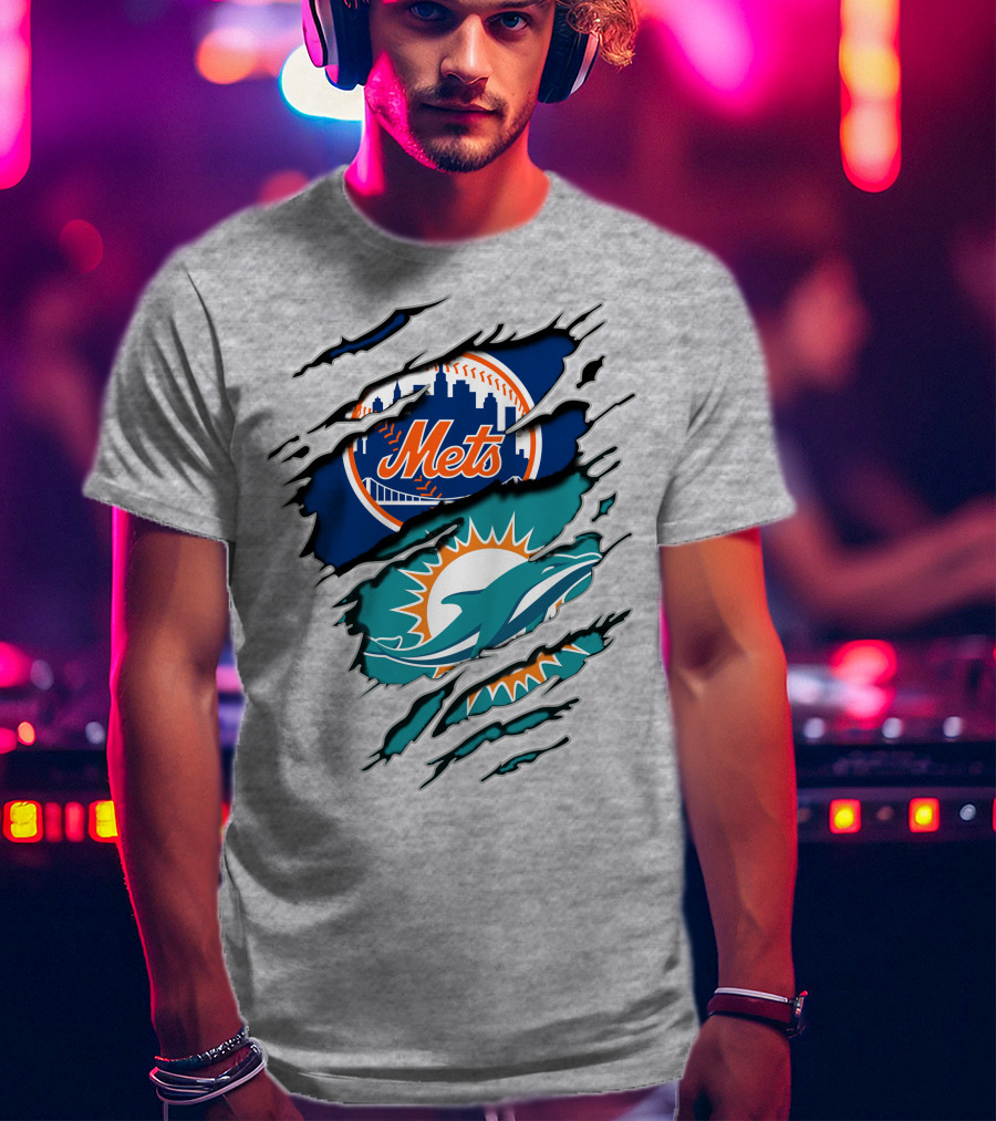 Mets Dolphins Crossover Sports Fan T-Shirt
