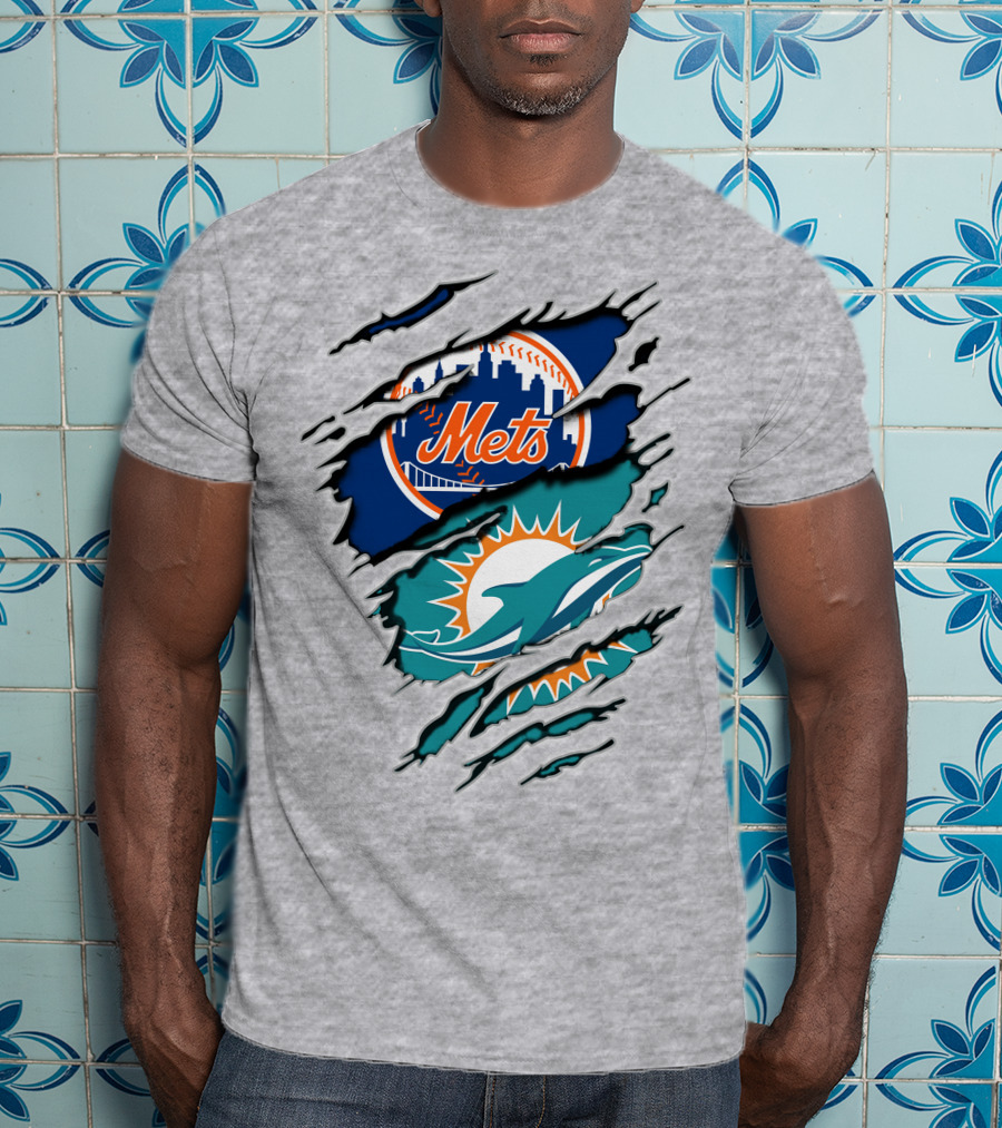 Mets Dolphins Crossover Sports Fan T-Shirt