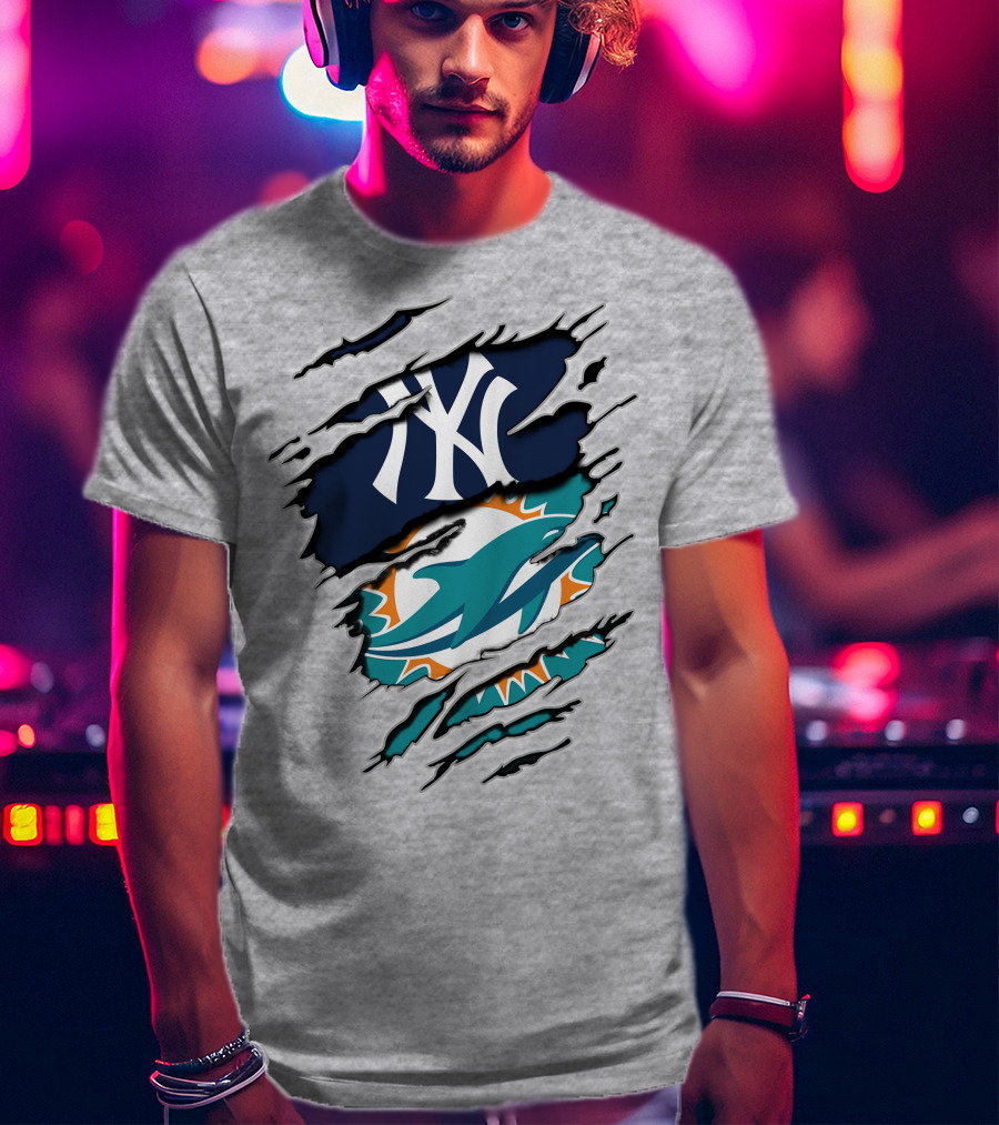 New York Yankees Miami Dolphins Torn Layered T-Shirt