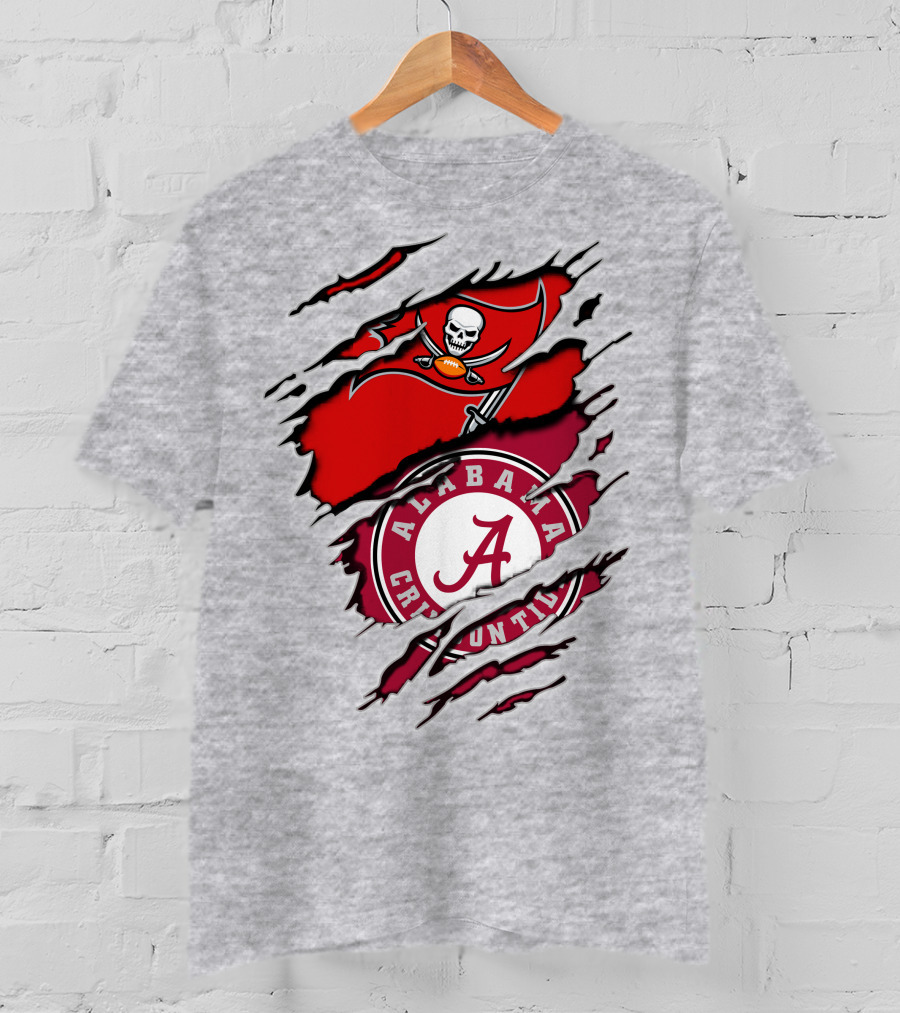 Alabama Crimson Tide Tampa Bay Buccaneers Ripped Flag Fusion T-Shirt