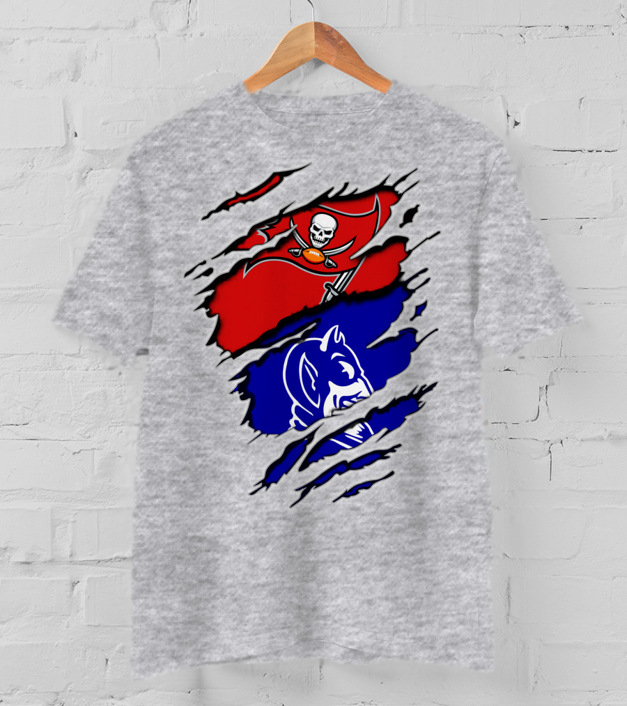 Buccaneers Duke Pirate Flag And Blue Devil Fusion T-Shirt