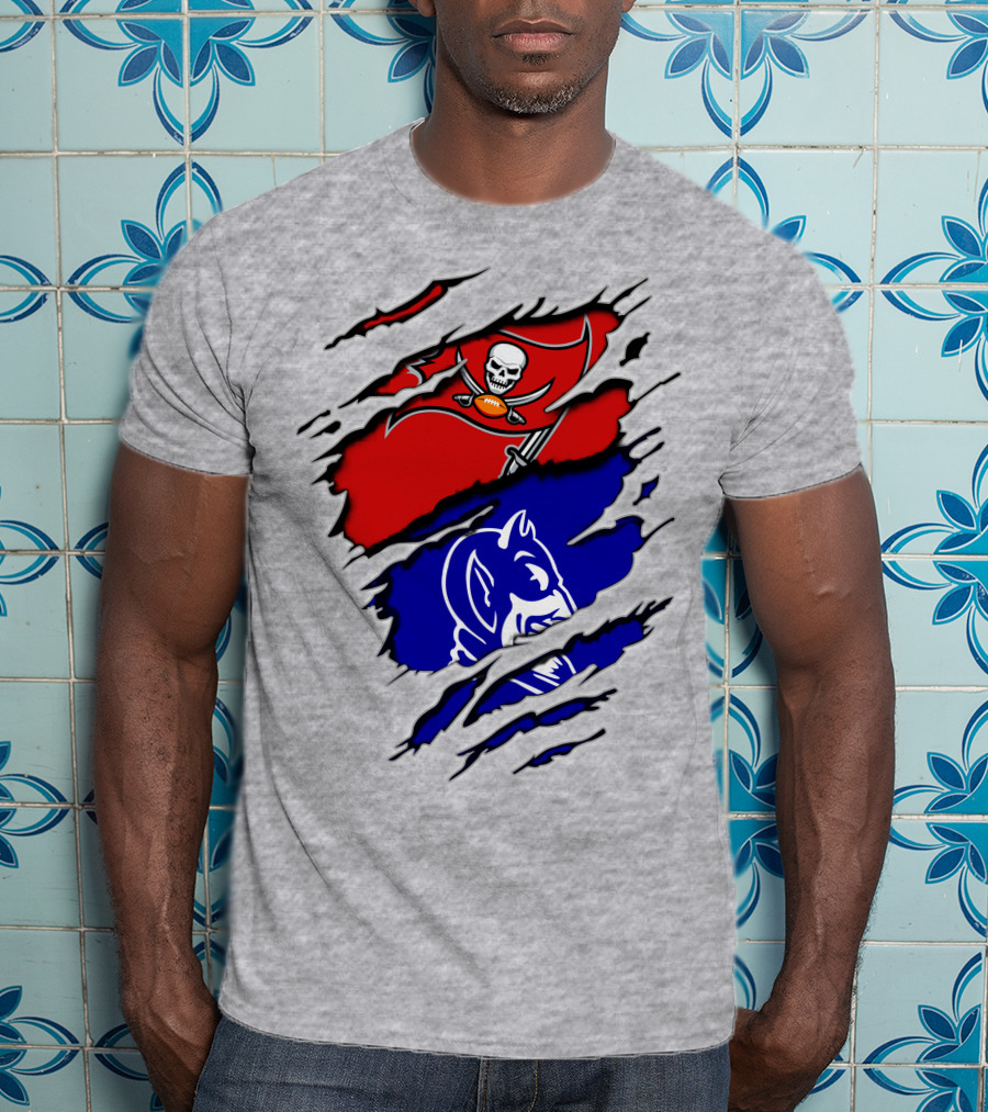 Buccaneers Duke Pirate Flag And Blue Devil Fusion T-Shirt