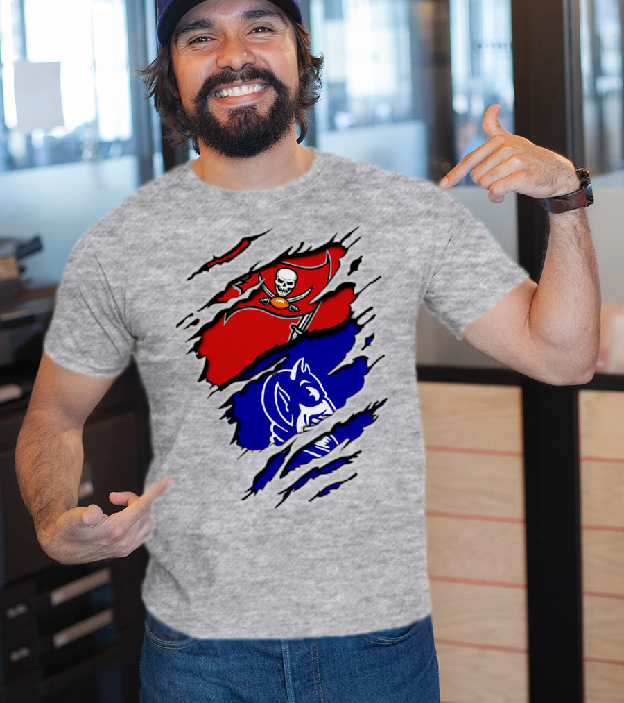 Buccaneers Duke Pirate Flag And Blue Devil Fusion T-Shirt