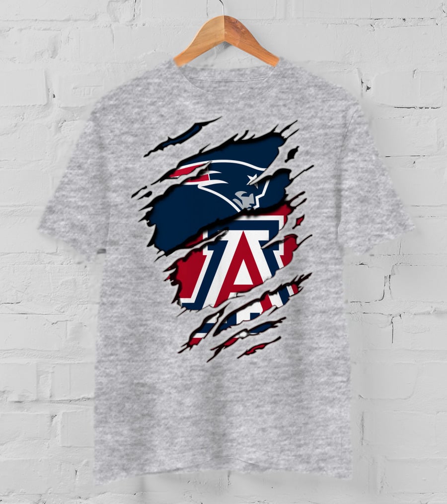 New England Patriots Arizona Wildcats Claw Rip T-Shirt