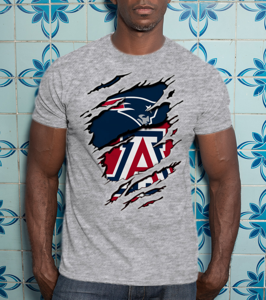 New England Patriots Arizona Wildcats Claw Rip T-Shirt