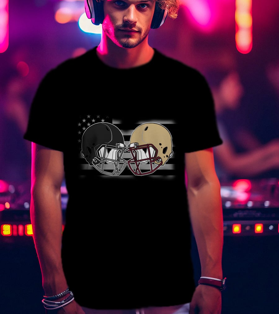 Bucca Semi American Football Helmets Flag T-Shirt
