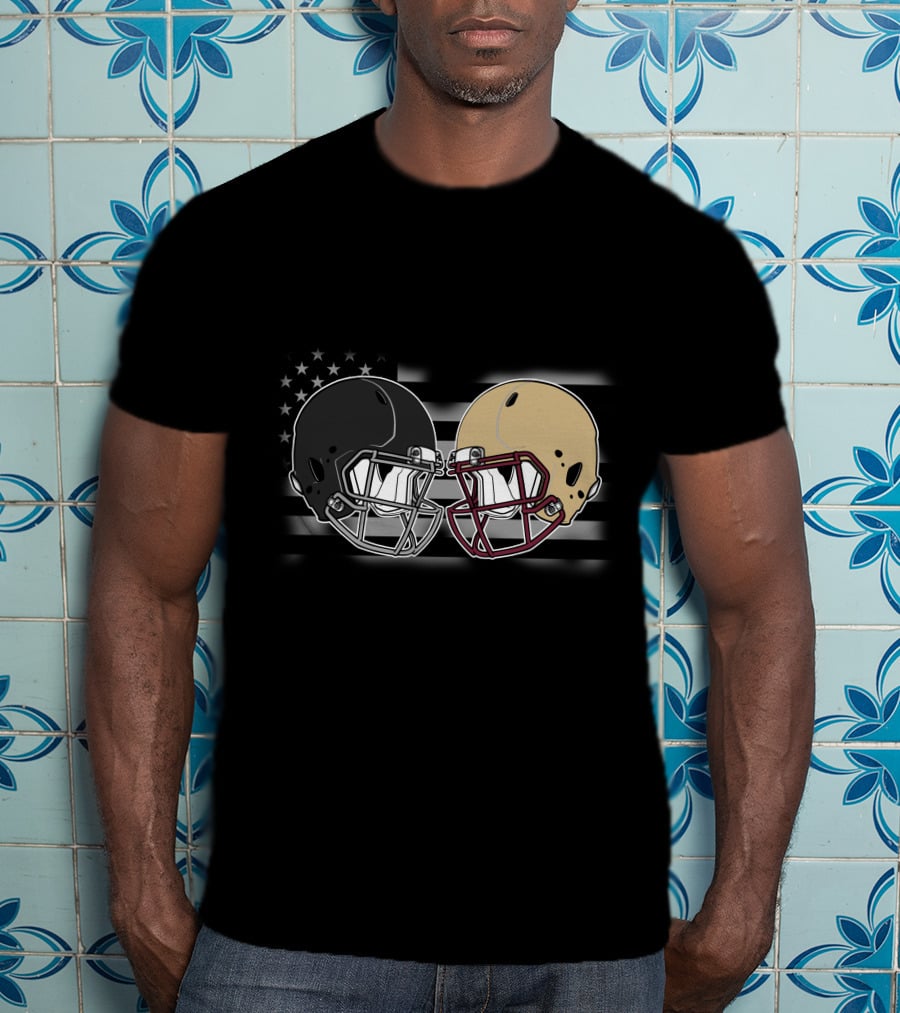 Bucca Semi American Football Helmets Flag T-Shirt