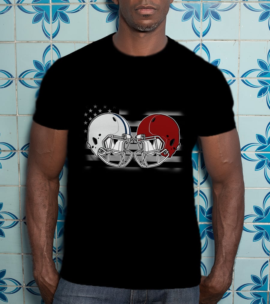 Co Ala Rivalry Football Helmets American Flag Background T-Shirt