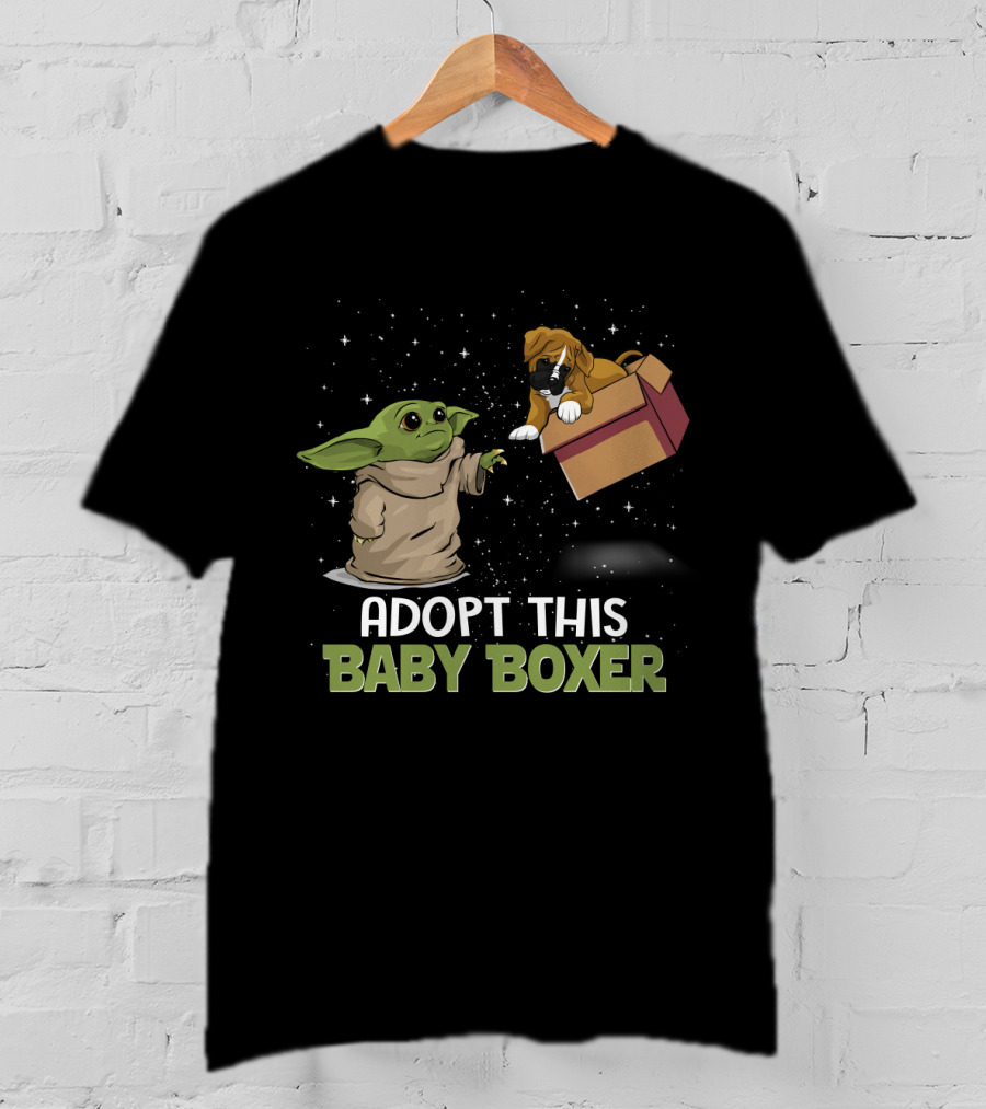 Adopt This Baby Boxer With Baby Yoda In Space T-Shirt