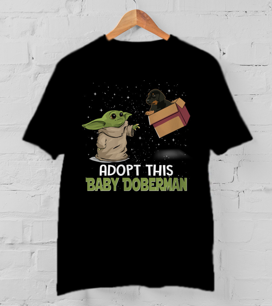 Adopt This Baby Doberman Baby Yoda Puppy Star Wars T-Shirt