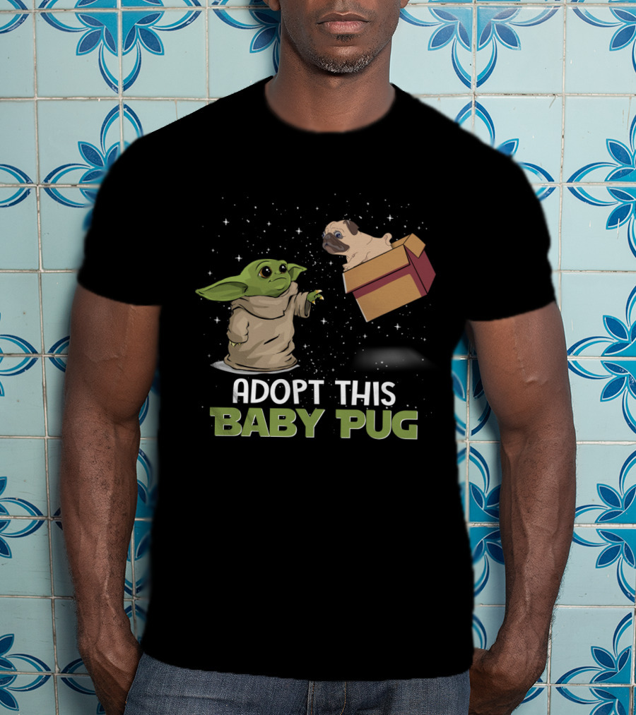 Adopt This Baby Pug Baby Yoda Floating Box T-Shirt