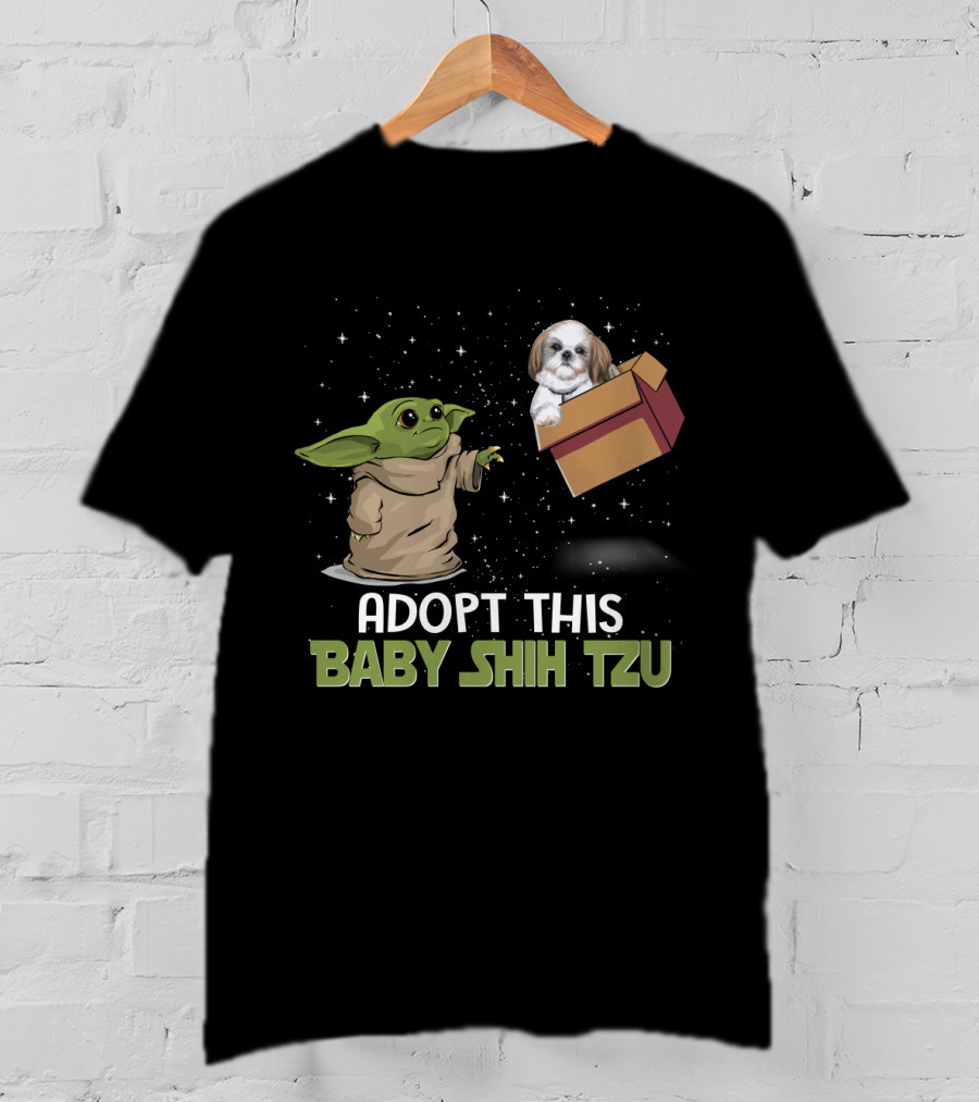 Adopt This Baby Shih Tzu Featuring Baby Yoda And Floating Dog Box T-Shirt