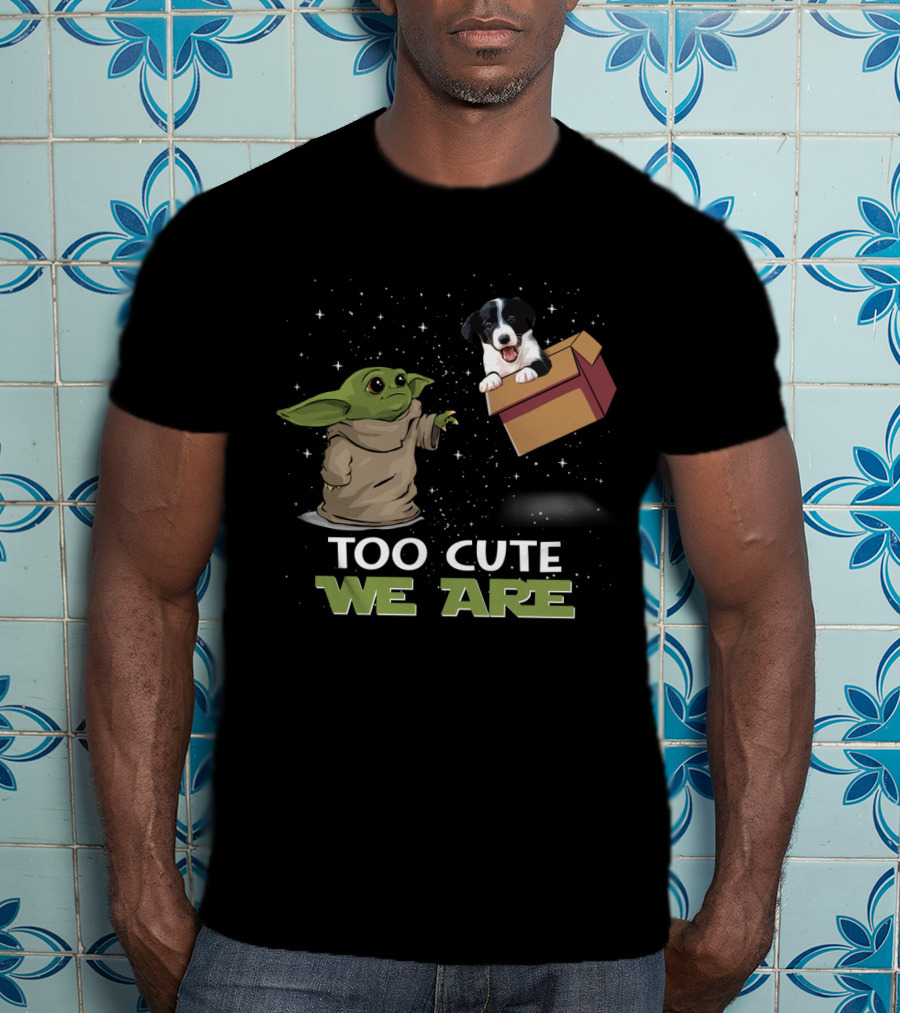 Too Cute We Are Baby Yoda And Border Collie T-Shirt