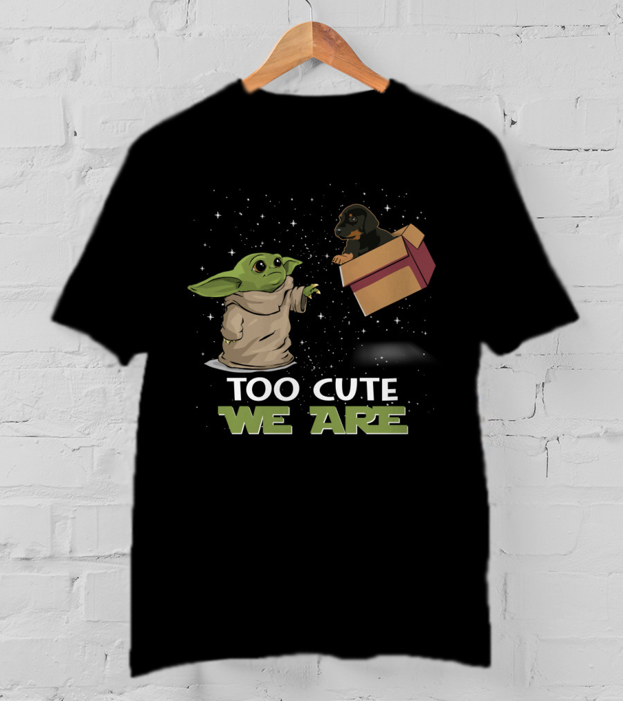 Too Cute We Are Baby Yoda And Doberman T-Shirt