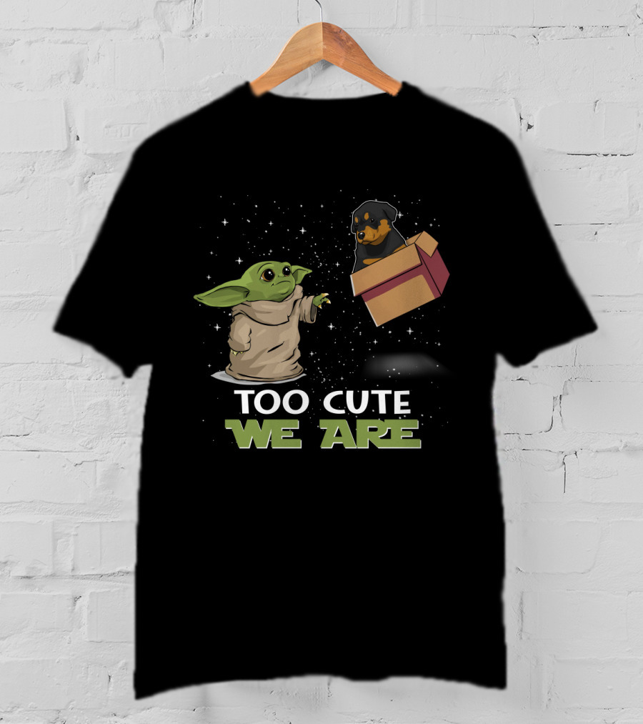 Too Cute We Are Baby Yoda Rottweiler In Space T-Shirt