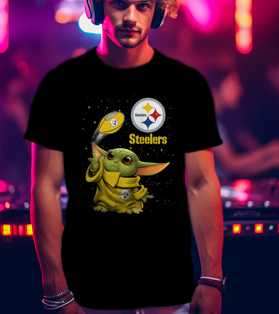 Baby Yoda Steelers Football Star Wars Grogu Pittsburgh NFL Fan Gear T-Shirt