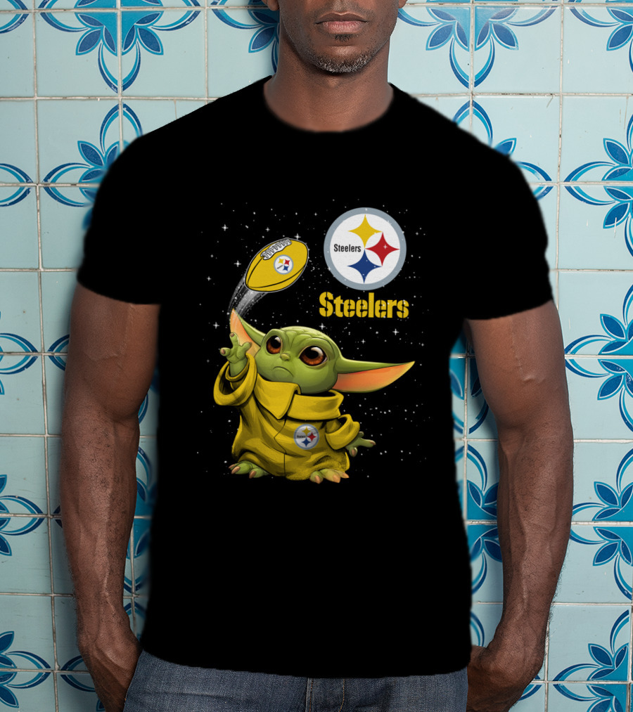 Baby Yoda Steelers Football Star Wars Grogu Pittsburgh NFL Fan Gear T-Shirt